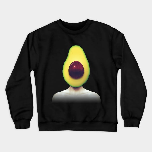 Avocado head portrait Crewneck Sweatshirt by reesea